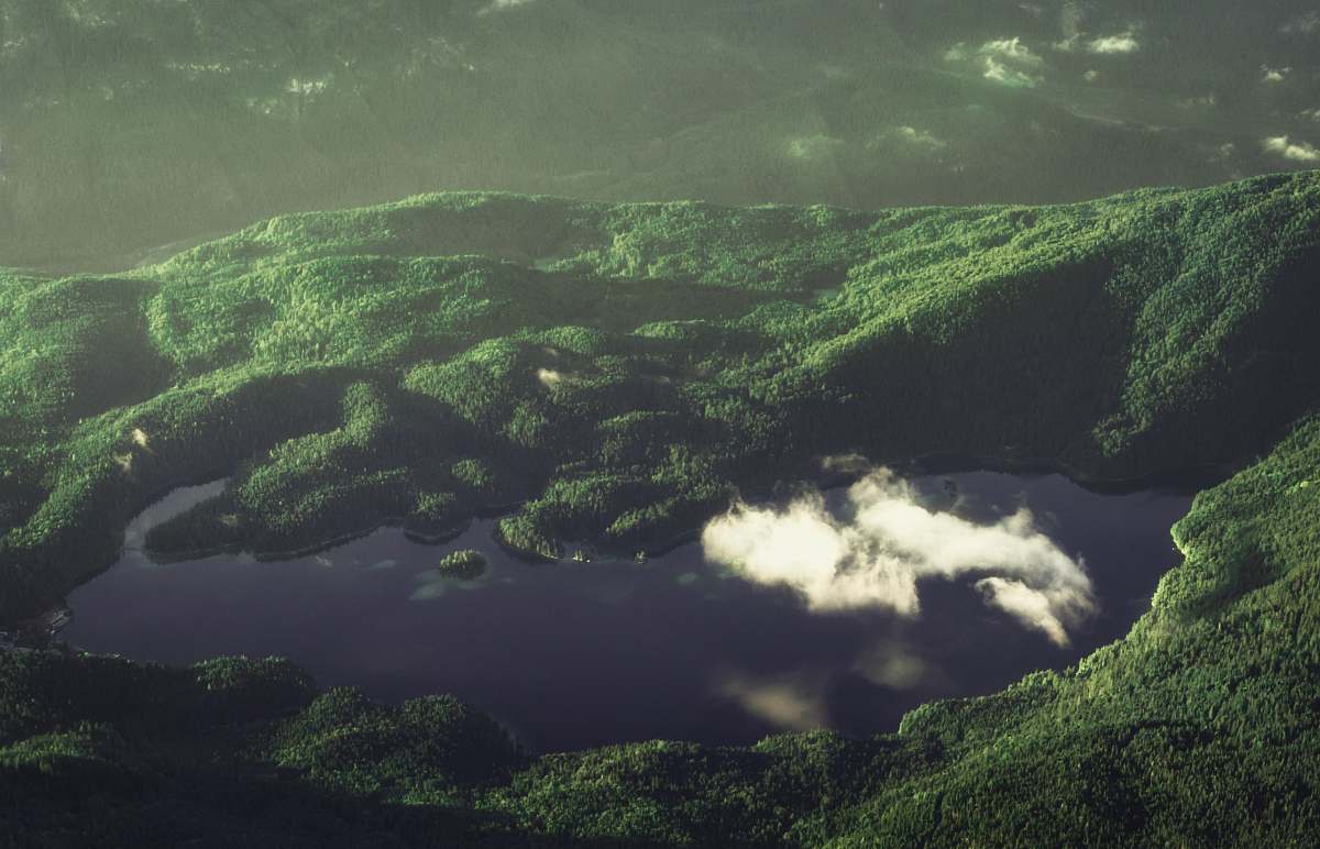 aerial view top view photo of lake landscape
